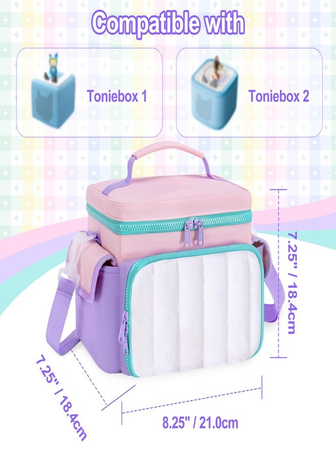 LoDrid Travel Carrying Case Compatible with Tonie Box 2/1, Lightweight Puffy Portable Storage Bag with Detachable Divider and Shoulder Strap for Audio Player Set, Pink, Bag Only, Patented Design - Image 5
